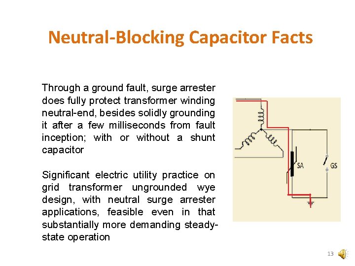 Neutral-Blocking Capacitor Facts Through a ground fault, surge arrester does fully protect transformer winding