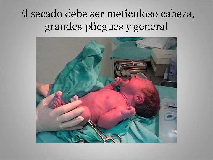 El secado debe ser meticuloso cabeza, grandes pliegues y general 