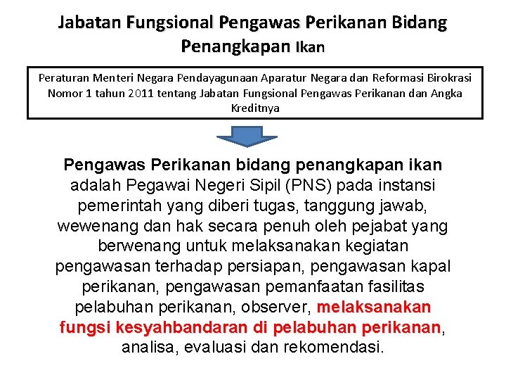 Jabatan Fungsional Pengawas Perikanan Bidang Penangkapan Ikan Peraturan Menteri Negara Pendayagunaan Aparatur Negara dan