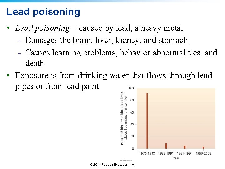 Lead poisoning • Lead poisoning = caused by lead, a heavy metal - Damages