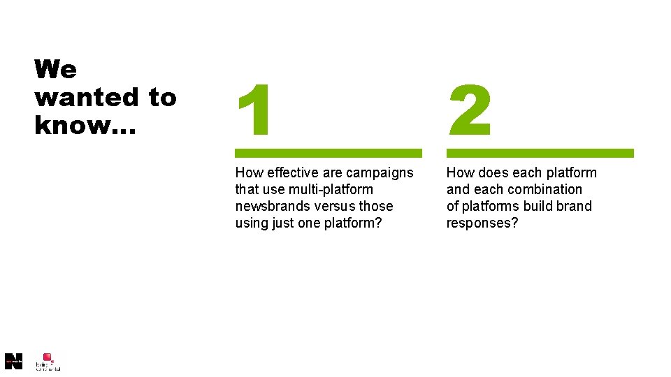 We wanted to know… 1 2 How effective are campaigns that use multi-platform newsbrands