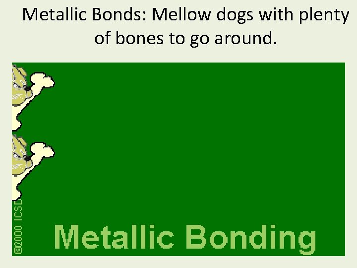 Metallic Bonds: Mellow dogs with plenty of bones to go around. 