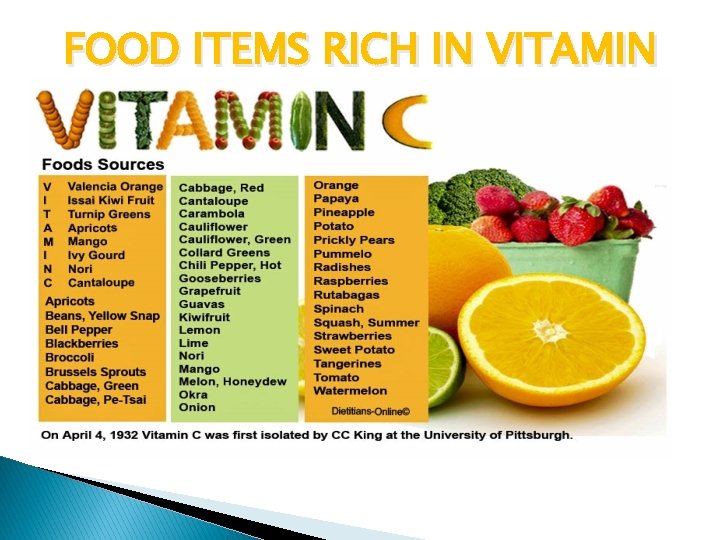 FOOD ITEMS RICH IN VITAMIN 