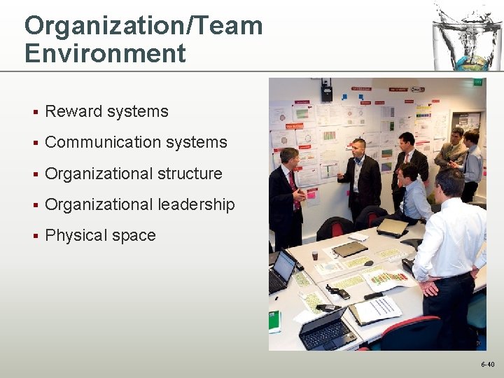 Organization/Team Environment § Reward systems § Communication systems § Organizational structure § Organizational leadership