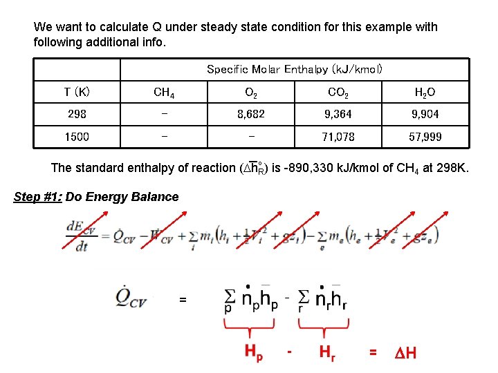 We want to calculate Q under steady state condition for this example with following