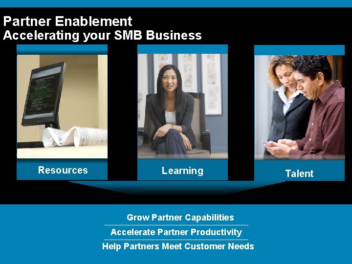 Partner Enablement Accelerating your SMB Business Resources Learning Talent Grow Partner Capabilities Accelerate Partner Partner Enablement Accelerating your SMB Business Resources Learning Talent Grow Partner Capabilities Accelerate Partner