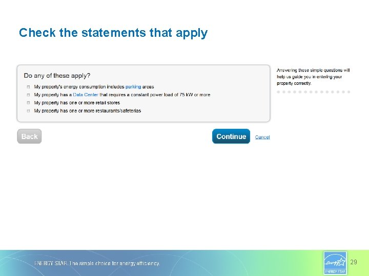 Check the statements that apply 29 