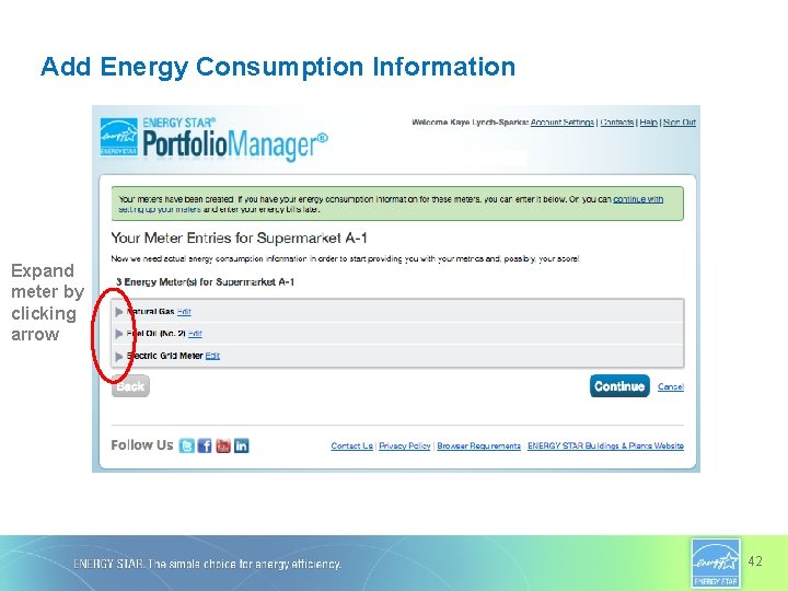 Add Energy Consumption Information Expand meter by clicking arrow 42 