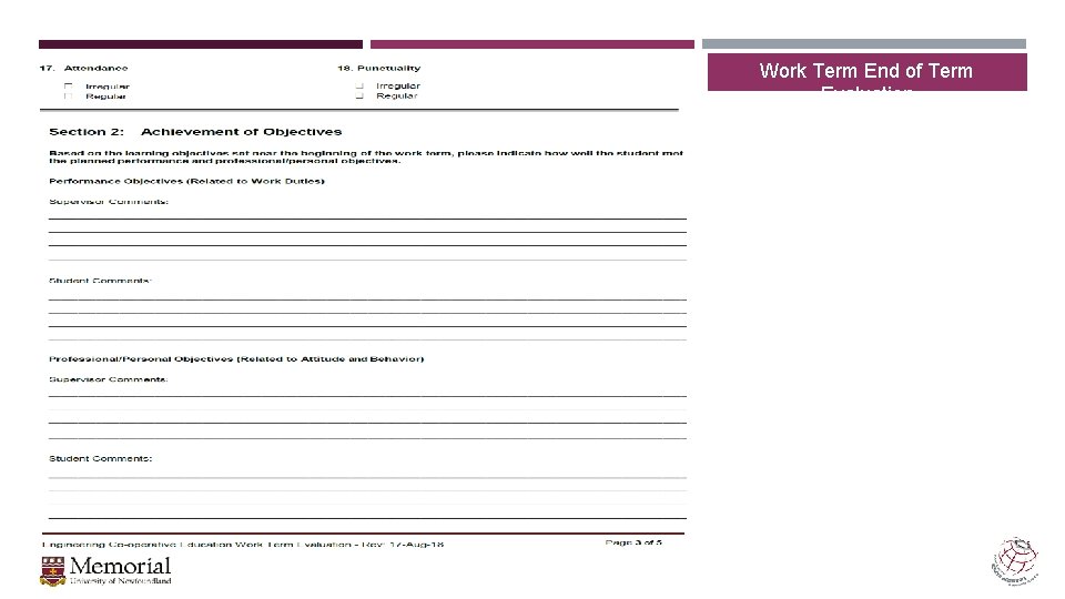 Work Term End of Term Evaluation 