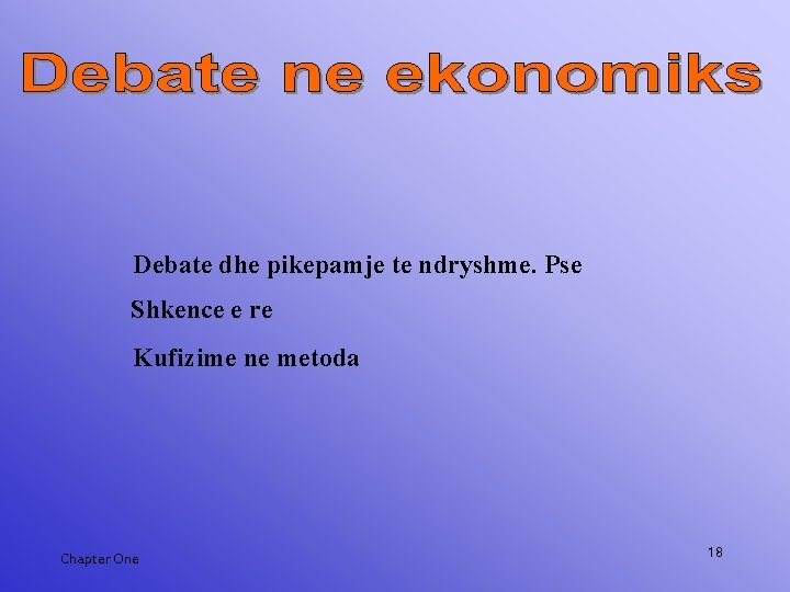 Debate dhe pikepamje te ndryshme. Pse Shkence e re Kufizime ne metoda Chapter One