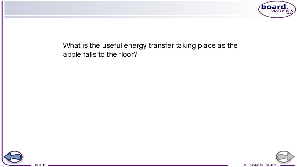 What is the useful energy transfer taking place as the apple falls to the