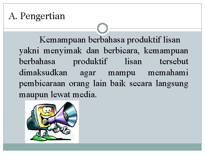 A. Pengertian Kemampuan berbahasa produktif lisan yakni menyimak dan berbicara, kemampuan berbahasa produktif lisan