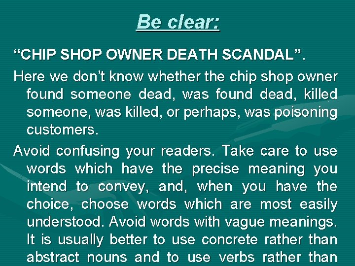 Be clear: “CHIP SHOP OWNER DEATH SCANDAL”. Here we don’t know whether the chip