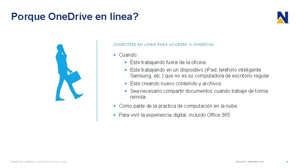 Porque One. Drive en línea? CONÉCTESE EN LÍNEA PARA ACCEDER A ONEDRIVE: § Cuando:
