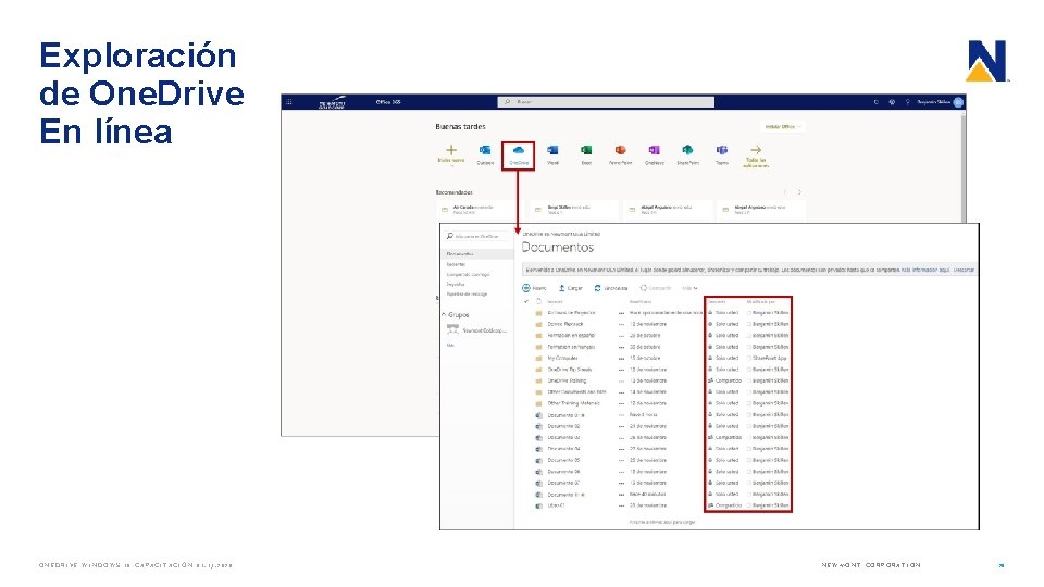 Exploración de One. Drive En línea ONEDRIVE WINDOWS 10 CAPACITACIÓN 01. 13. 2020 NEWMONT