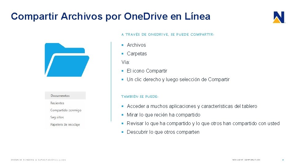 Compartir Archivos por One. Drive en Línea A TRAVÉS DE ONEDRIVE, SE PUEDE COMPARTIR: