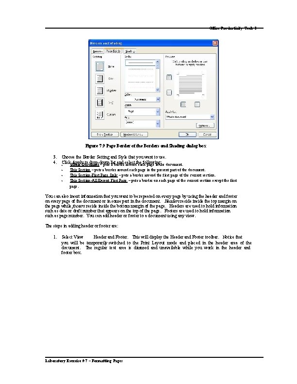 Office Productivity Tools 1 Figure 7. 9 Page Border of the Borders and Shading Office Productivity Tools 1 Figure 7. 9 Page Border of the Borders and Shading
