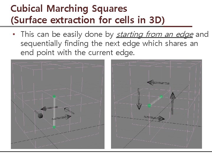Cubical Marching Squares (Surface extraction for cells in 3 D) • This can be