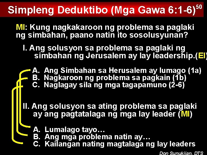 Simpleng Deduktibo (Mga Gawa 6: 1 -6) 50 MI: Kung nagkakaroon ng problema sa