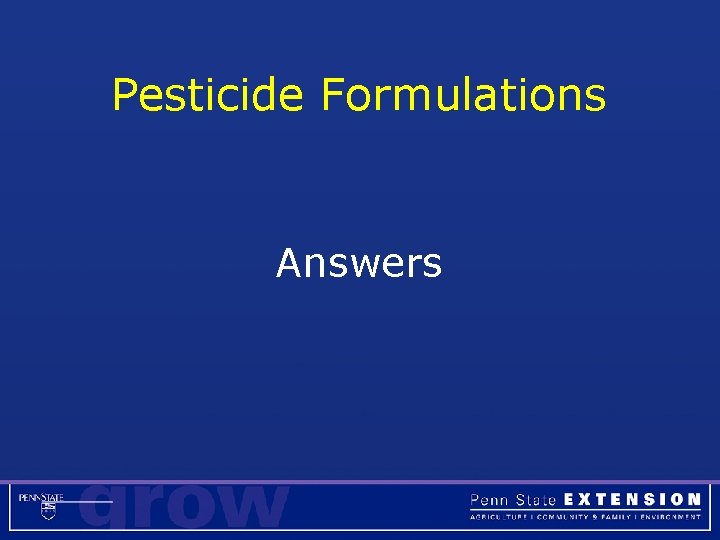 Pesticide Formulations Answers 