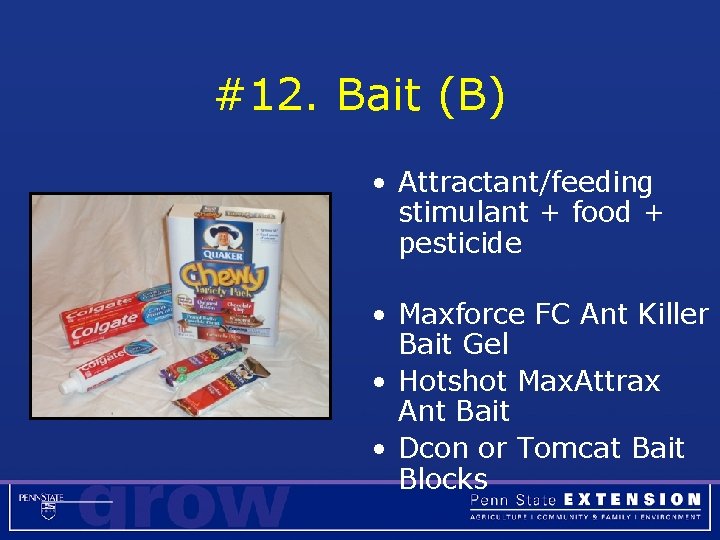 #12. Bait (B) • Attractant/feeding stimulant + food + pesticide • Maxforce FC Ant