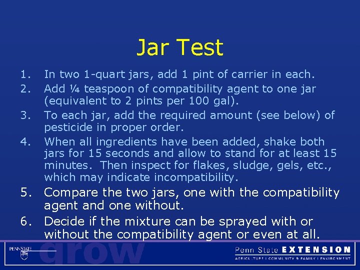 Jar Test 1. 2. 3. 4. In two 1 -quart jars, add 1 pint