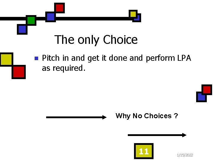 The only Choice n Pitch in and get it done and perform LPA as