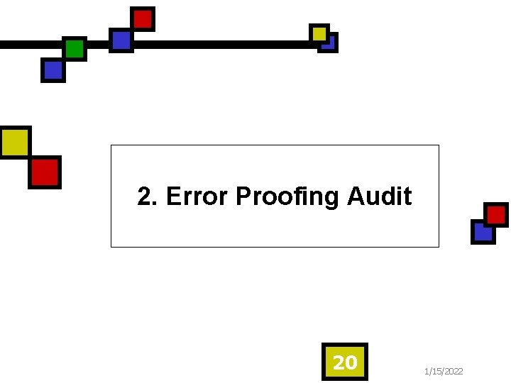 2. Error Proofing Audit 20 1/15/2022 