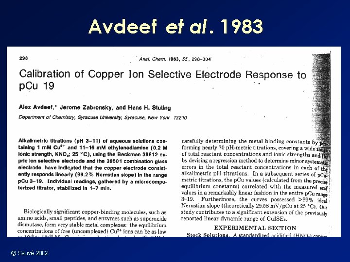 Avdeef et al. 1983 © Sauvé 2002 