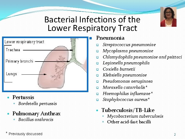 Bacterial Infections of the Lower Respiratory Tract n Pneumonia q q q q •