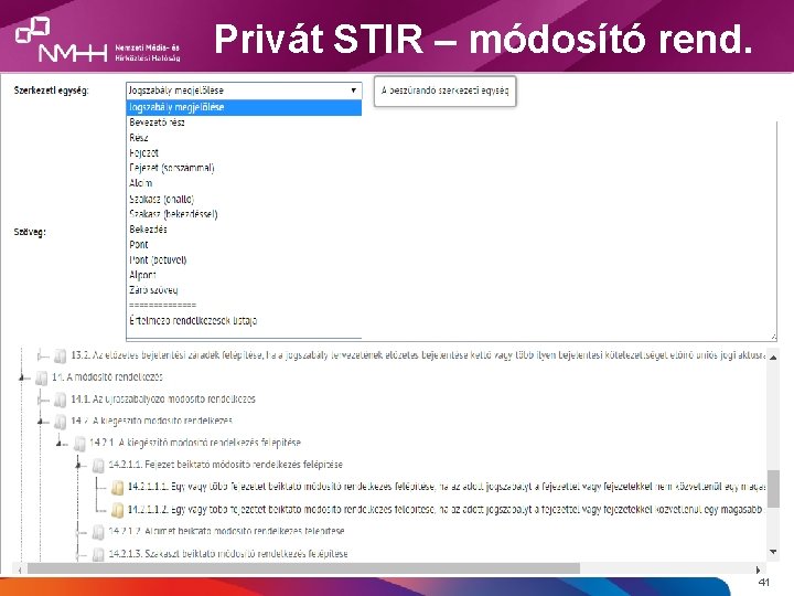 Privát STIR – módosító rend. 41 