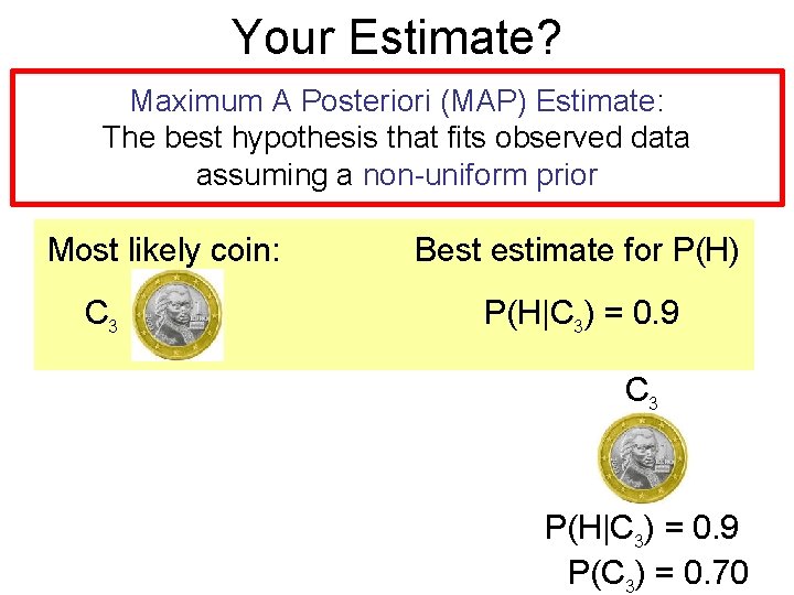 Your Estimate? Maximum A Posteriori (MAP) Estimate: The best hypothesis that fits observed data