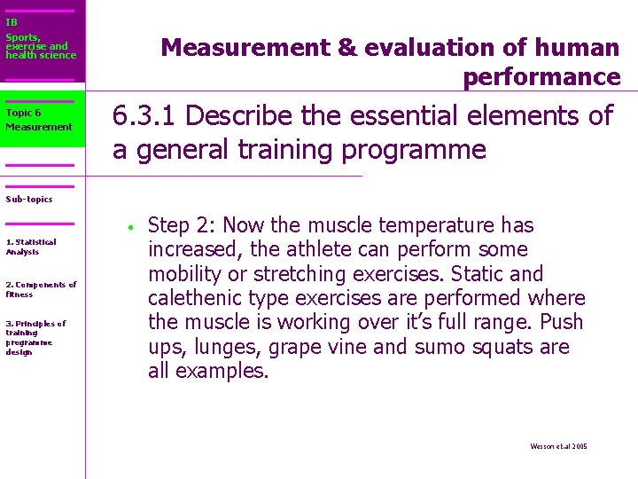 IB Sports, exercise and health science Topic 6 Measurement & evaluation of human performance