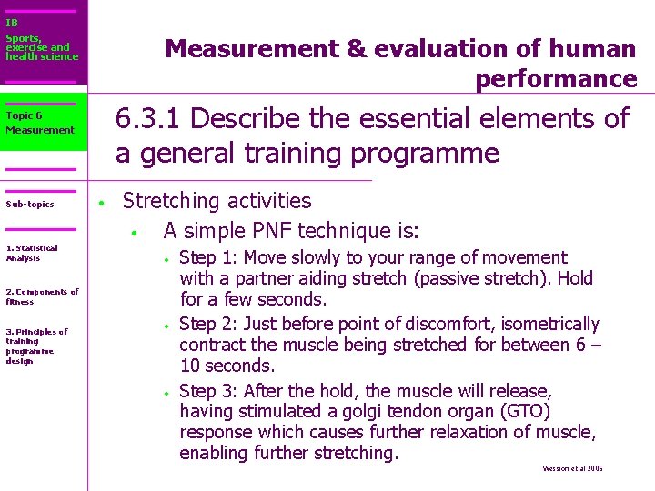 IB Sports, exercise and health science Measurement & evaluation of human performance 6. 3.