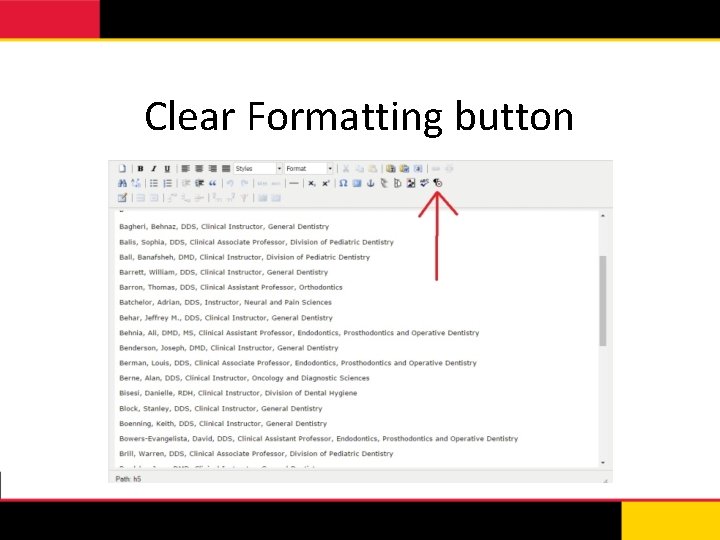 Clear Formatting button 