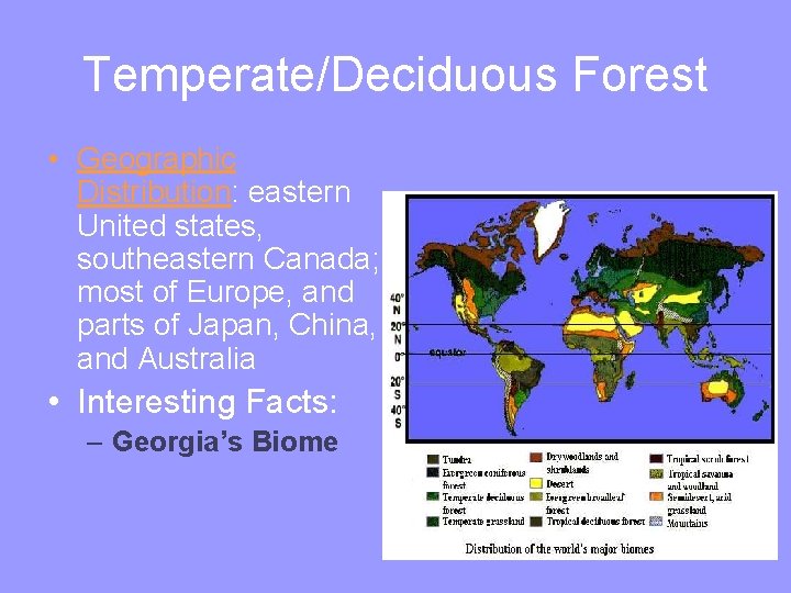 Temperate/Deciduous Forest • Geographic Distribution: eastern United states, southeastern Canada; most of Europe, and