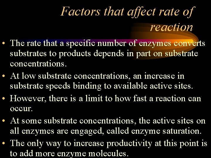 Factors that affect rate of reaction • The rate that a specific number of