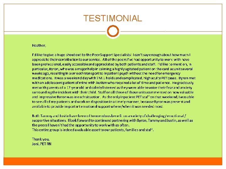 TESTIMONIAL TESTIMONIAL