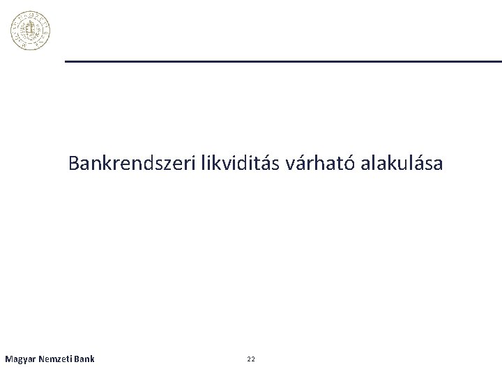 Bankrendszeri likviditás várható alakulása Magyar Nemzeti Bank 22 