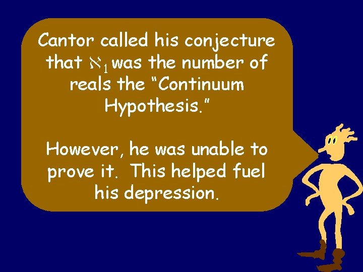 Cantor called his conjecture that 1 was the number of reals the “Continuum Hypothesis.
