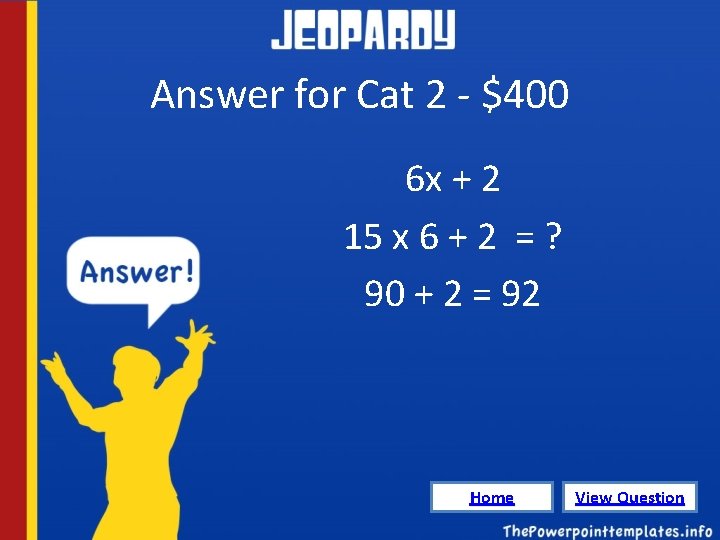 Answer for Cat 2 - $400 6 x + 2 15 x 6 +