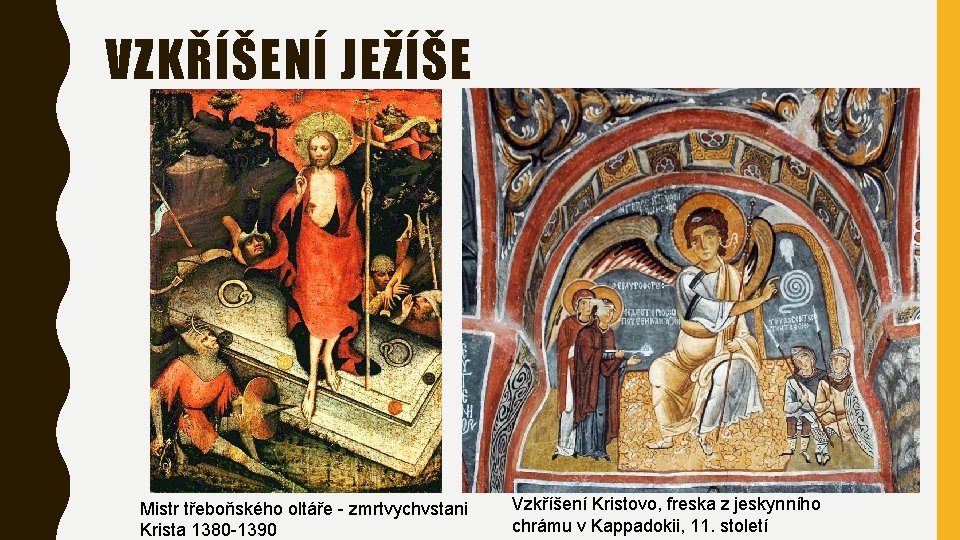 VZKŘÍŠENÍ JEŽÍŠE Mistr třeboňského oltáře - zmrtvychvstani Krista 1380 -1390 Vzkříšení Kristovo, freska z