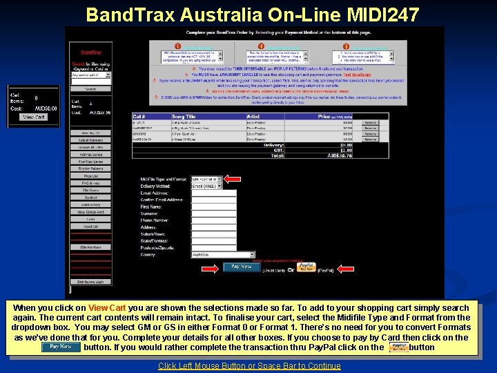 Band. Trax Australia On-Line MIDI 247 When you click on View Cart you are