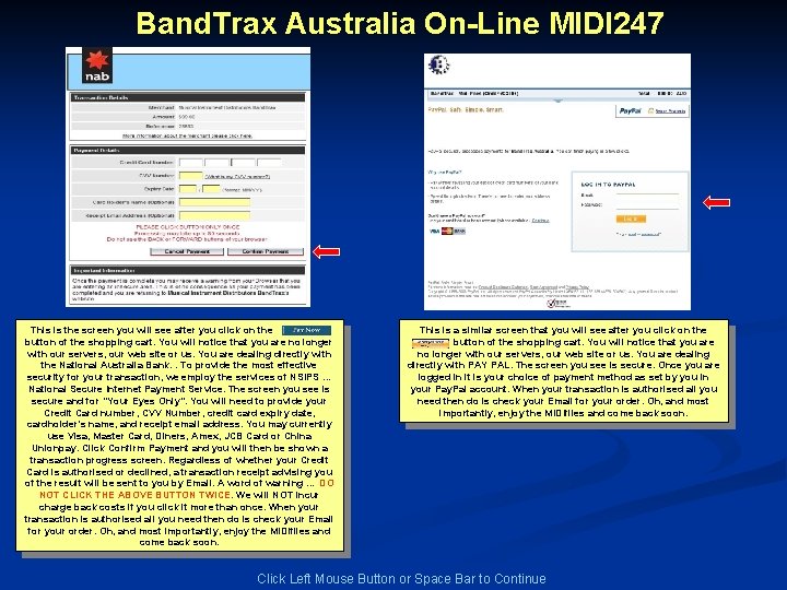 Band. Trax Australia On-Line MIDI 247 This is the screen you will see after