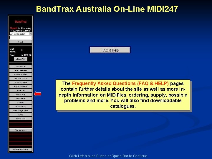 Band. Trax Australia On-Line MIDI 247 The Frequently Asked Questions (FAQ & HELP) pages