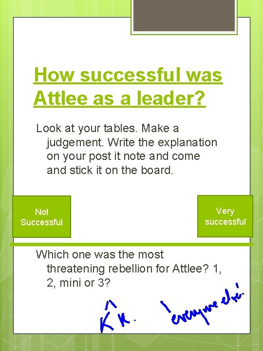 How successful was Attlee as a leader? Look at your tables. Make a judgement.