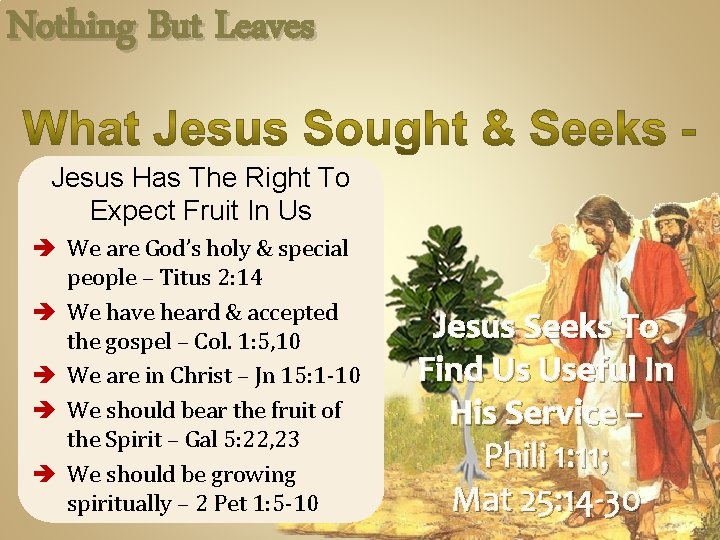 Nothing But Leaves Jesus Has The Right To Expect Fruit In Us è We