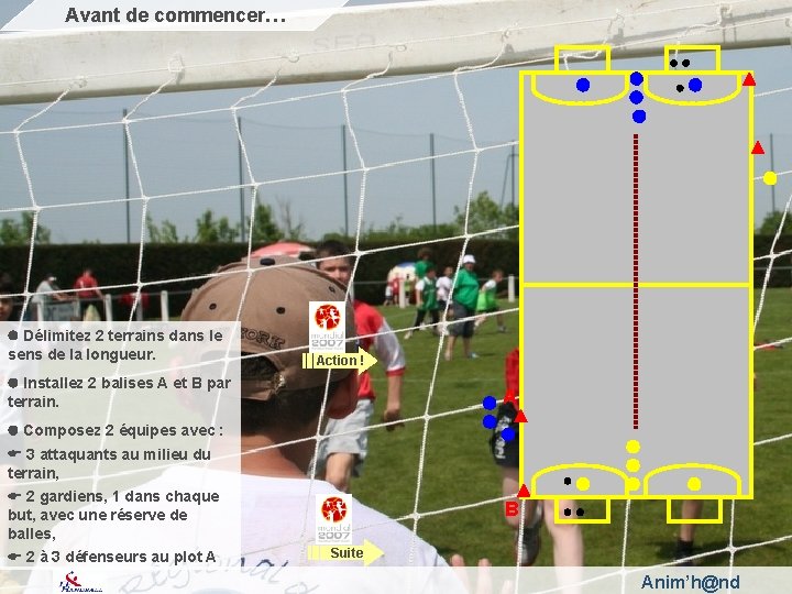 Avant de commencer… Délimitez 2 terrains dans le sens de la longueur. Action !