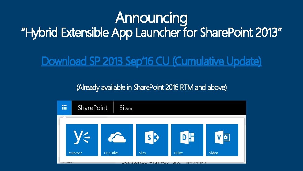 Announcing “Hybrid Extensible App Launcher for Share. Point 2013” Download SP 2013 Sep’ 16