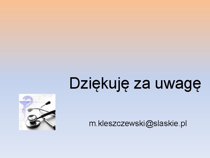 Dziękuję za uwagę m. kleszczewski@slaskie. pl 